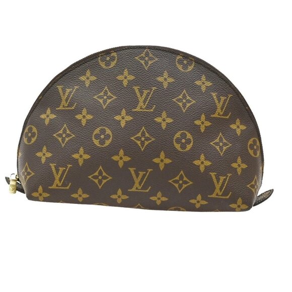 LOUIS VUITTON Trousse Demi Ronde Pouch Monogram Leather Brown M47520 68KB527 - Picture 1 of 14